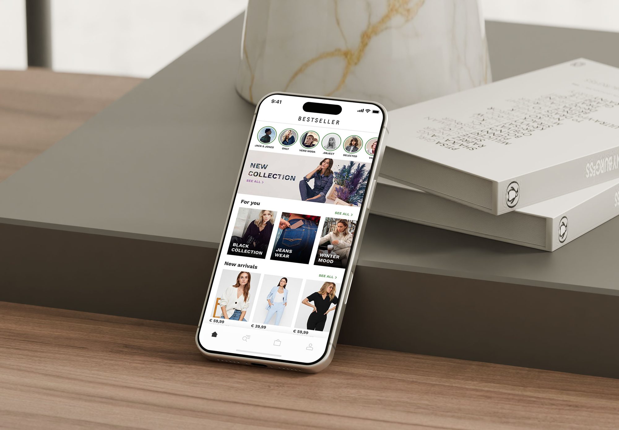 Bestseller app — brand and category navigation