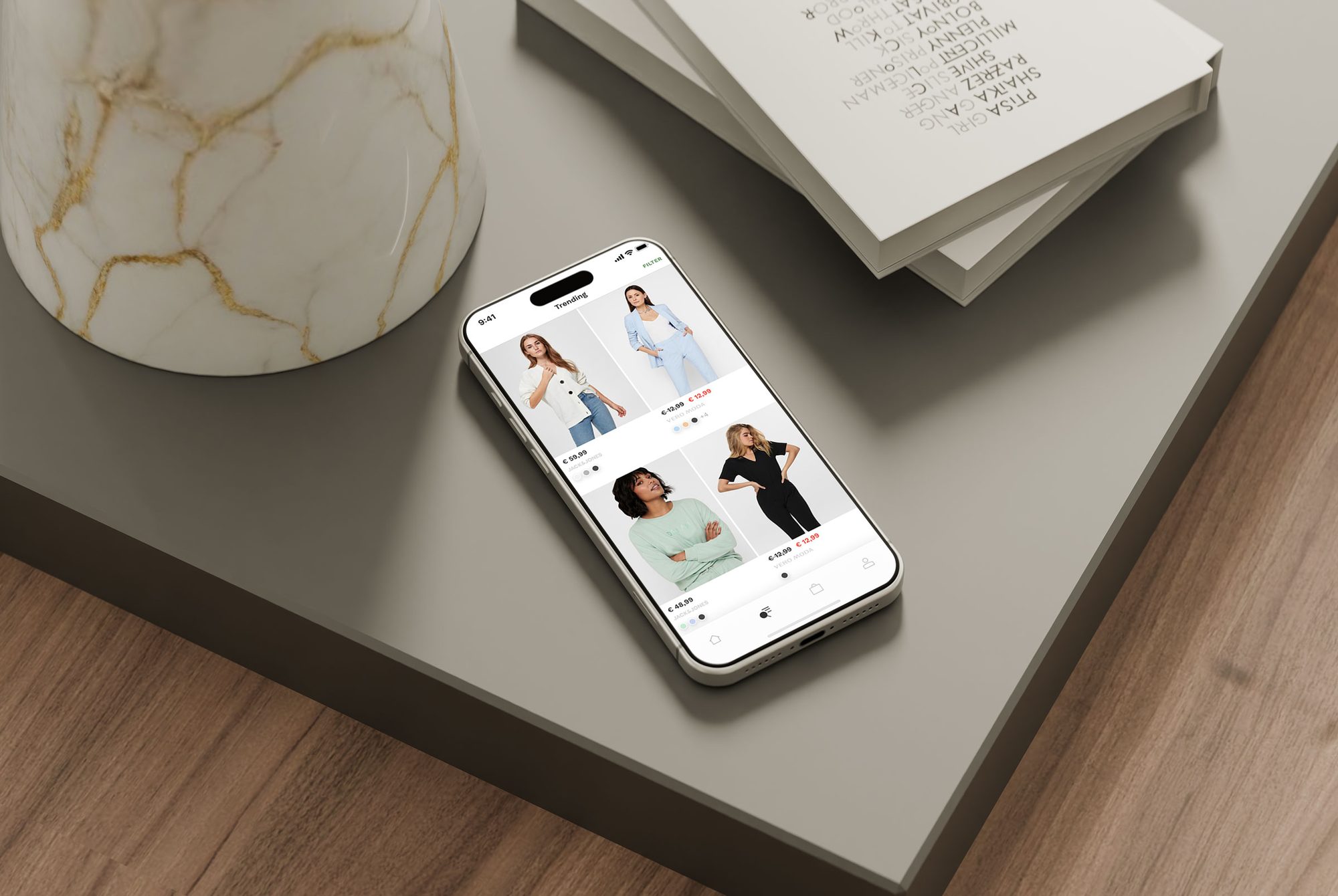Bestseller app — full shopping interface